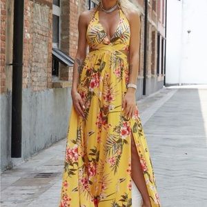 Cut Out Back Tie Maxi Dress